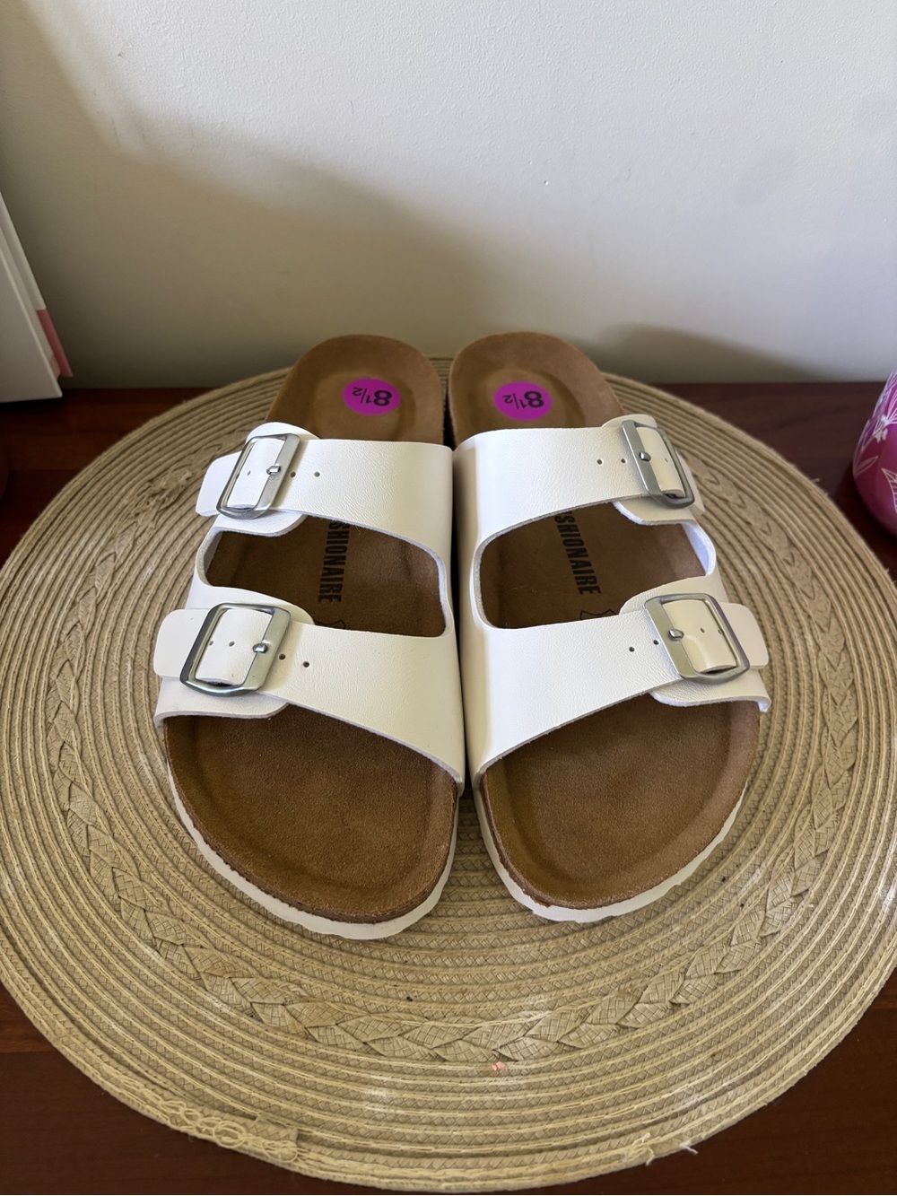 White Double-Buckle Women’s Sandals